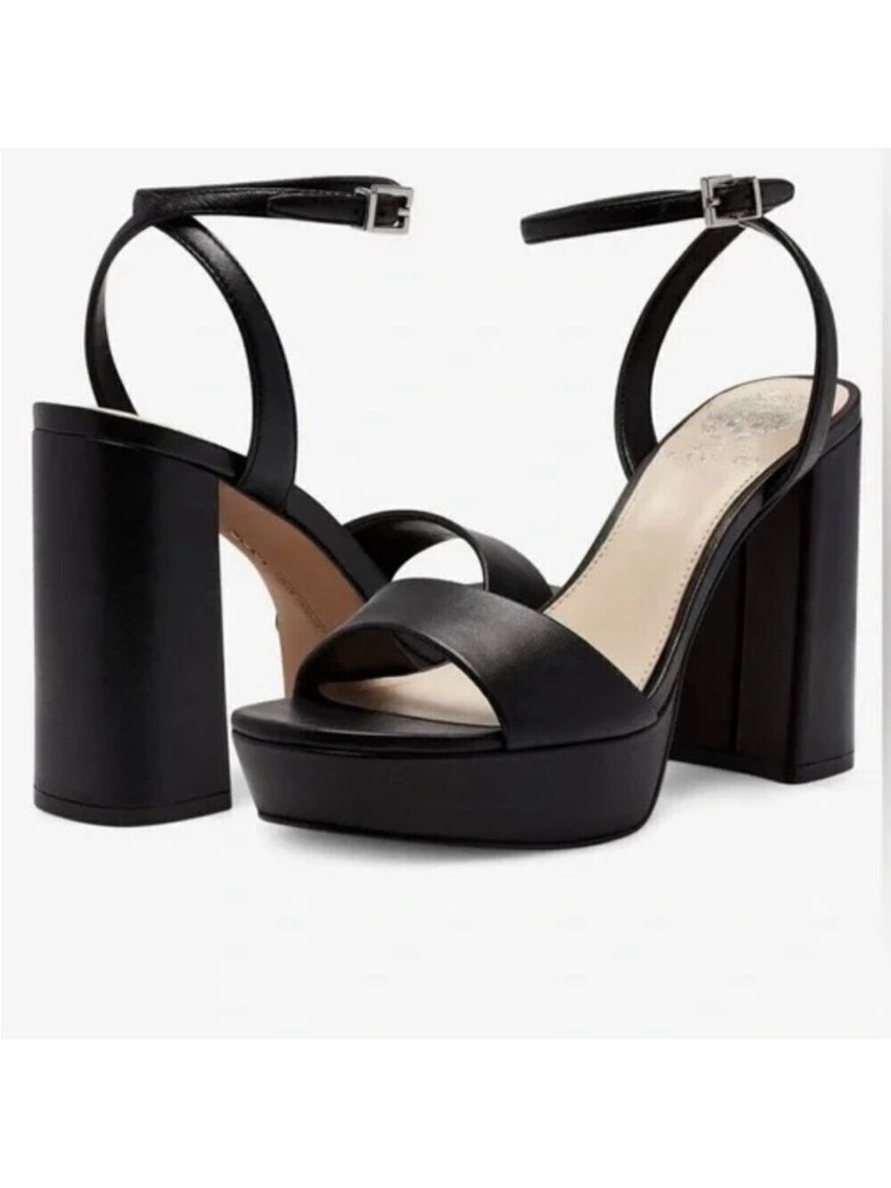 Vince Camuto Pendry Block Heel Wrap Ankle Strap Platform Heel SZ 11 Black